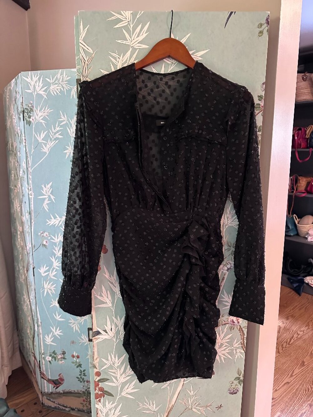 Isabel Marant Ruched Long-Sleeve Mini Dress